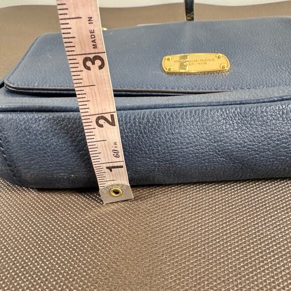 Michael Kors Women's Jet Set Chain Leather Small Shoulder Flap Navy Blue Bag - Picture 2 of 11